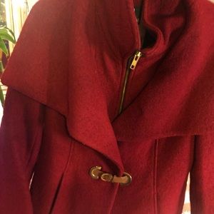 Soia & Kyo red wrap zip coat.